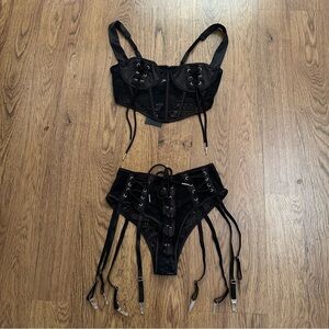 For play sexy Black Lace-Up Lingerie Set size small NWT high cut lace up